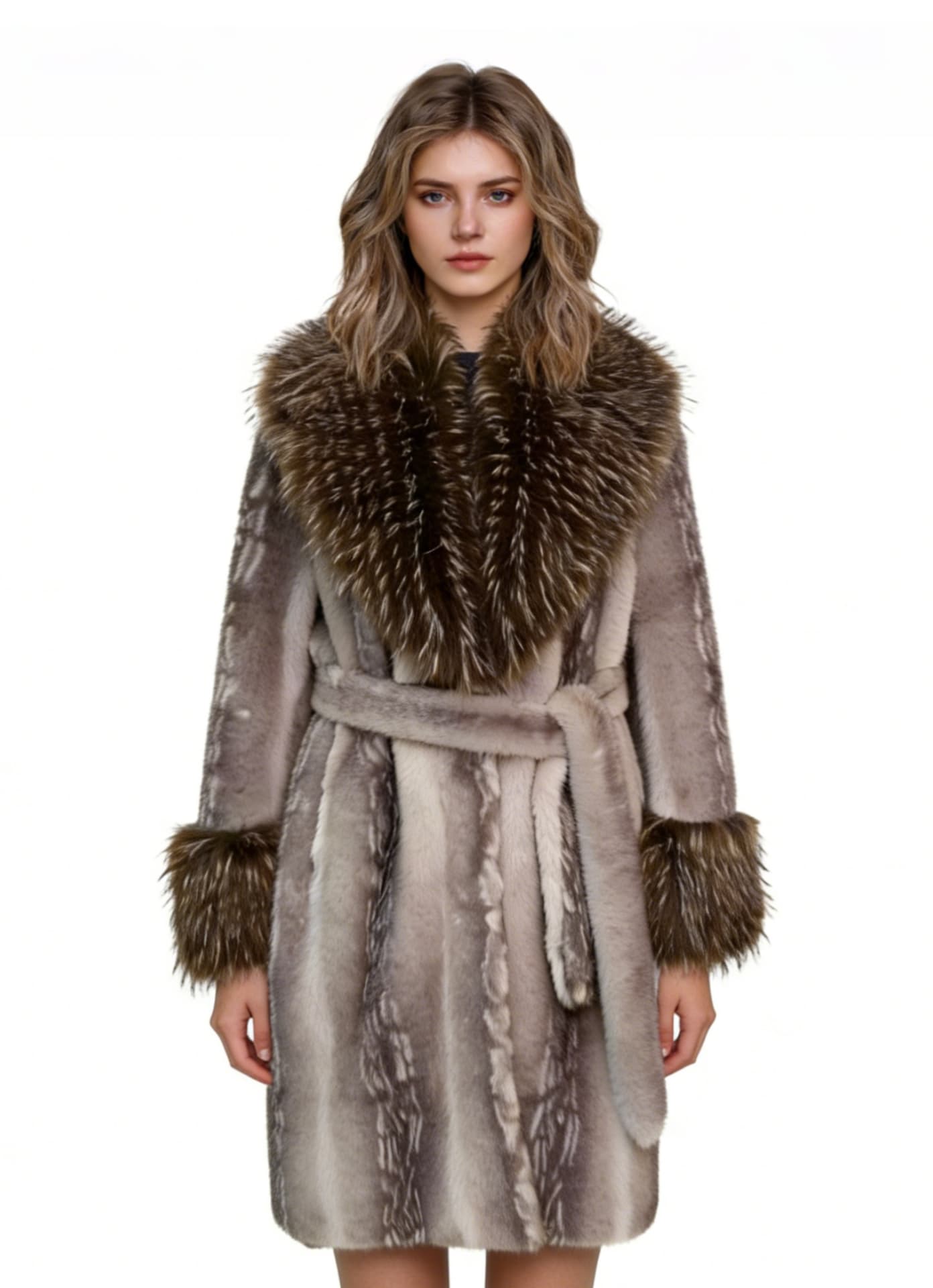 Silver Fox Fur Coat JC018