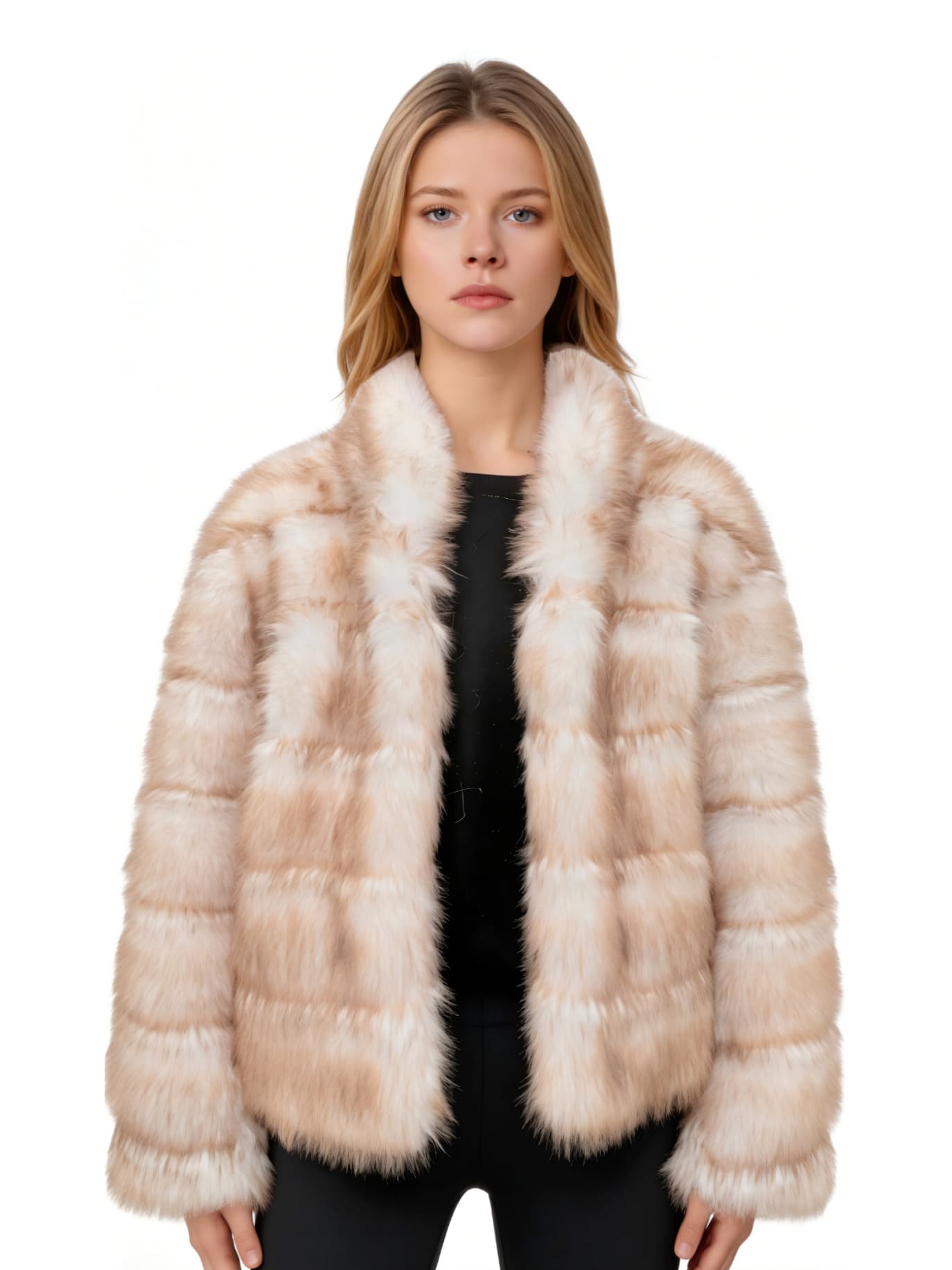 Cream Fur Midi Coat JC021