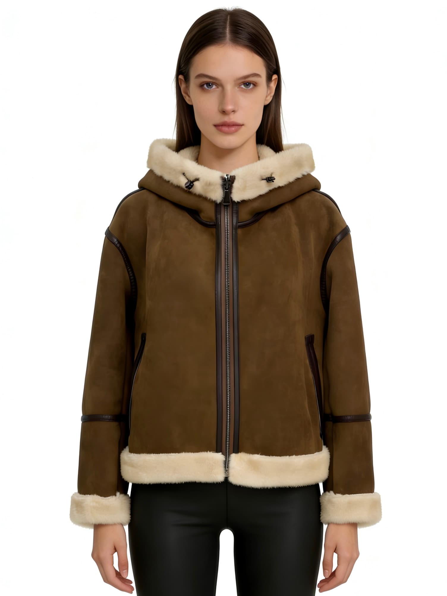 Brown Shearling Jacket JC022
