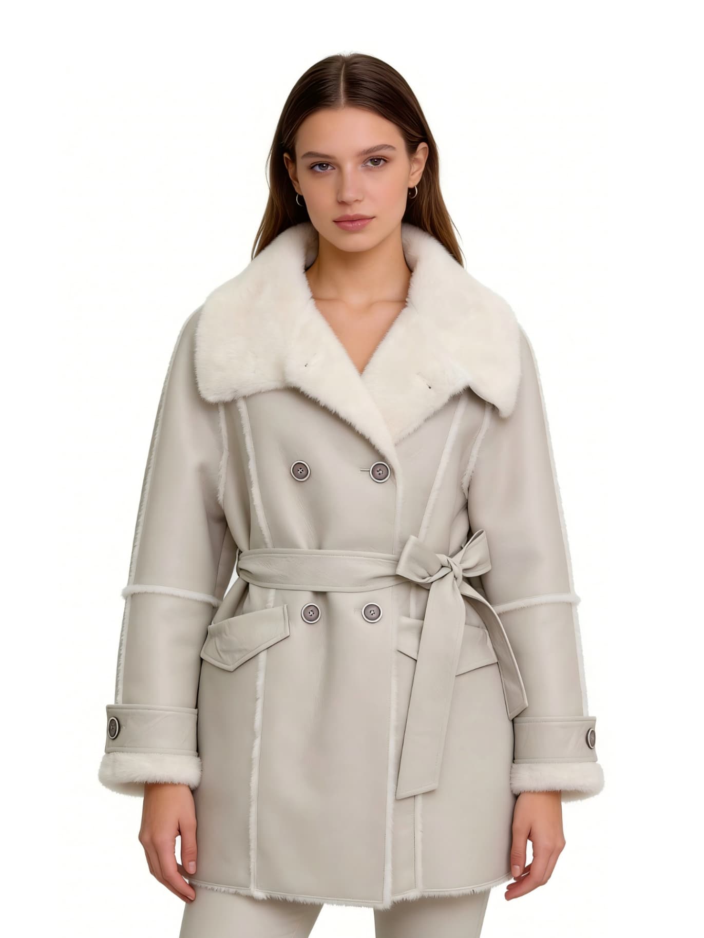 Silver White Fox Coat JC027