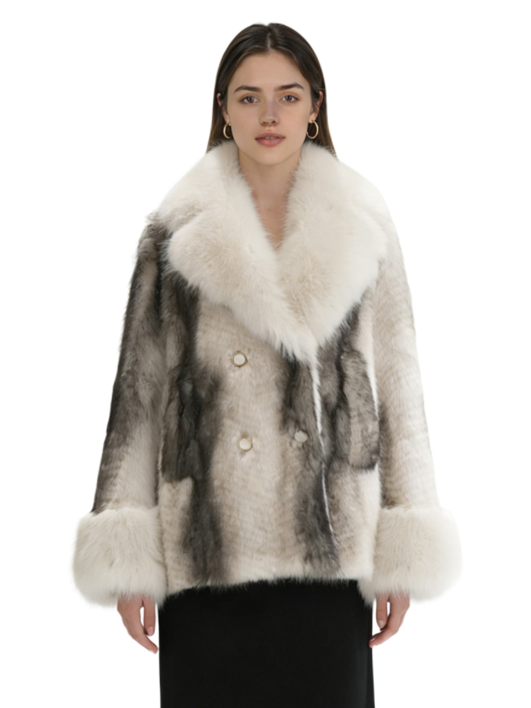 Patterned Short Fur Coat