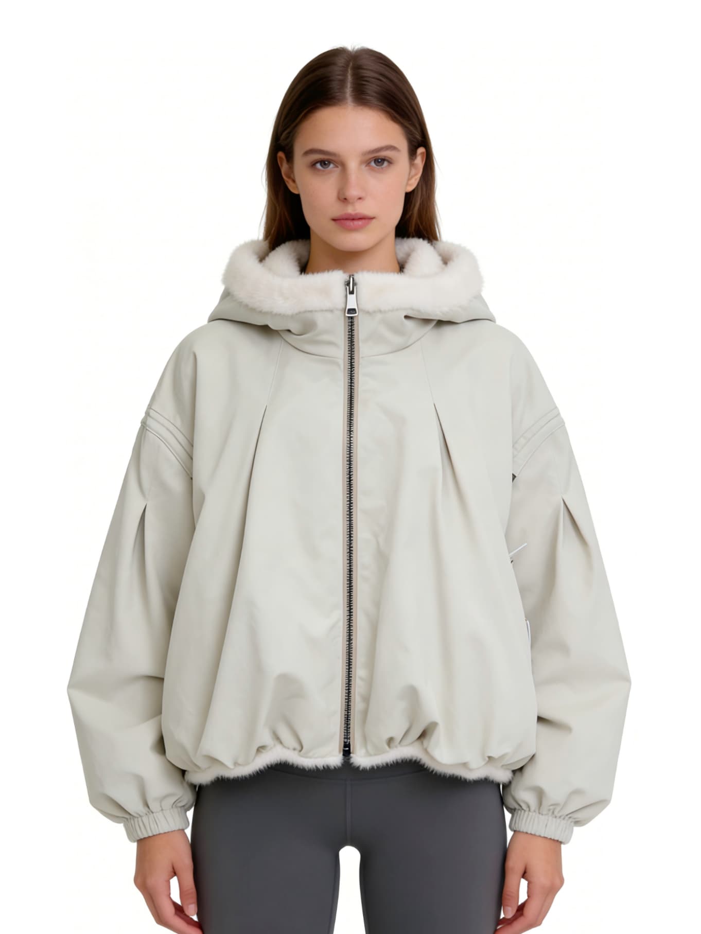 Silver Gray Plush Coat JC25087