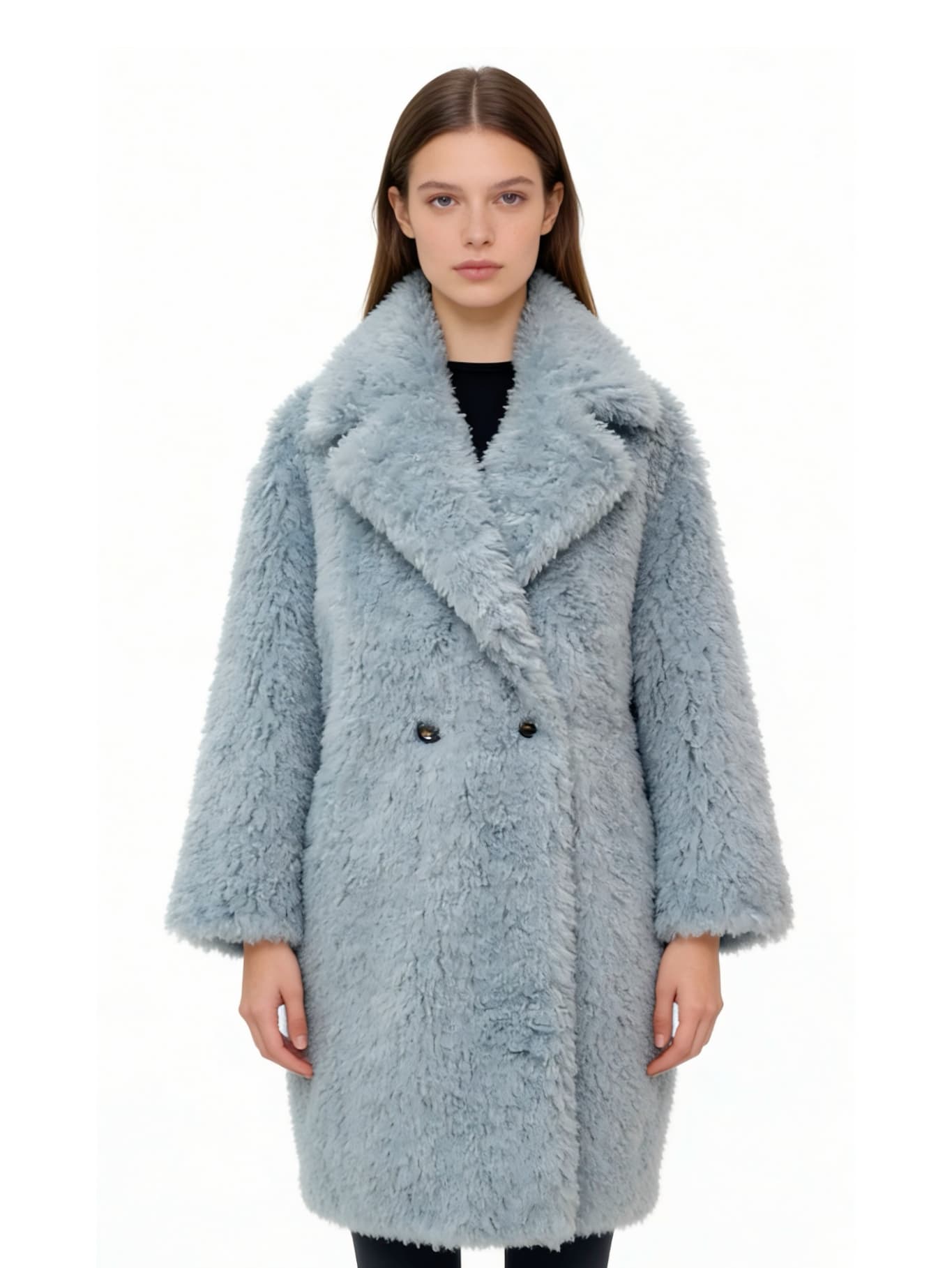White & Blue Fur Coat