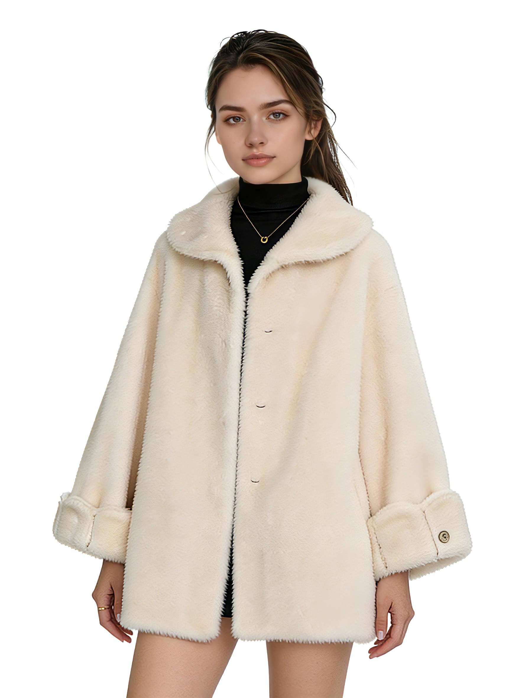 Cream Plush Coat JC5061