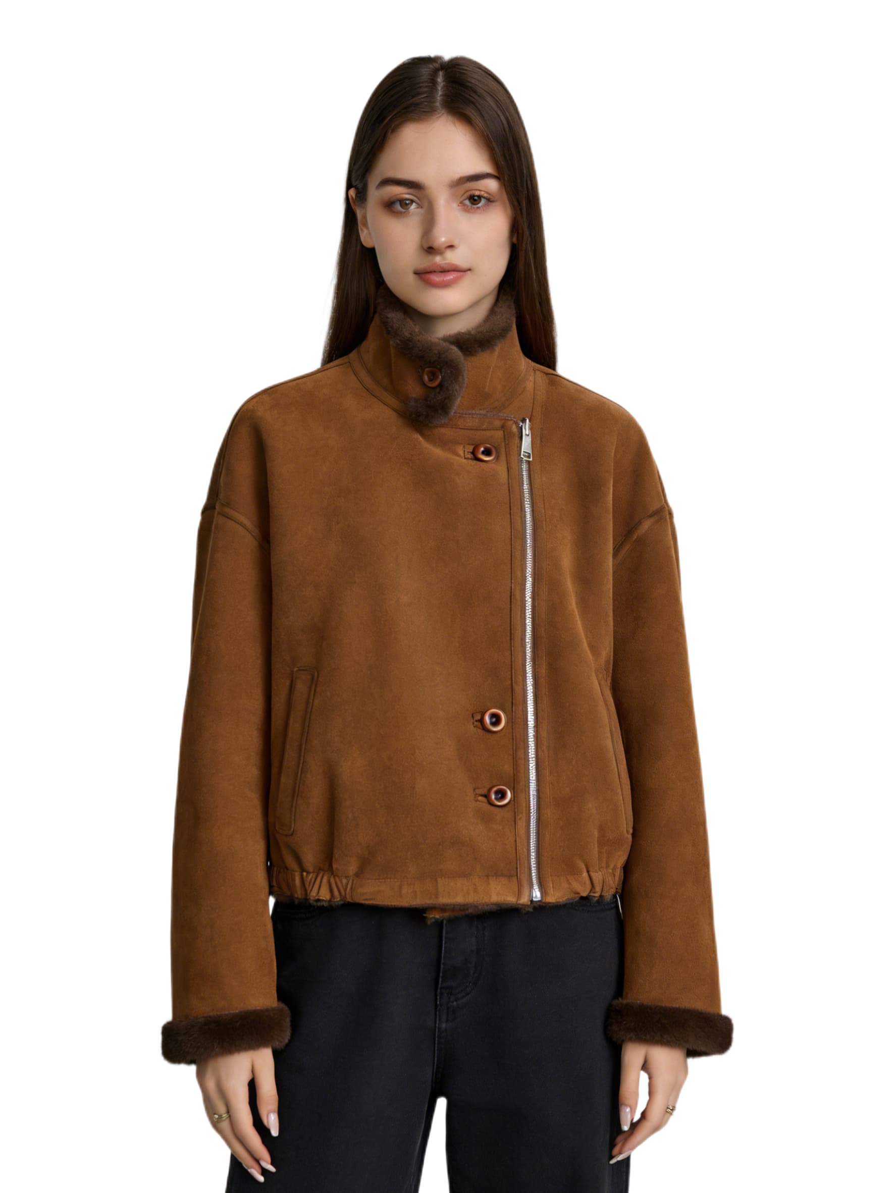 Brown Reversible Suede Coat JC5518