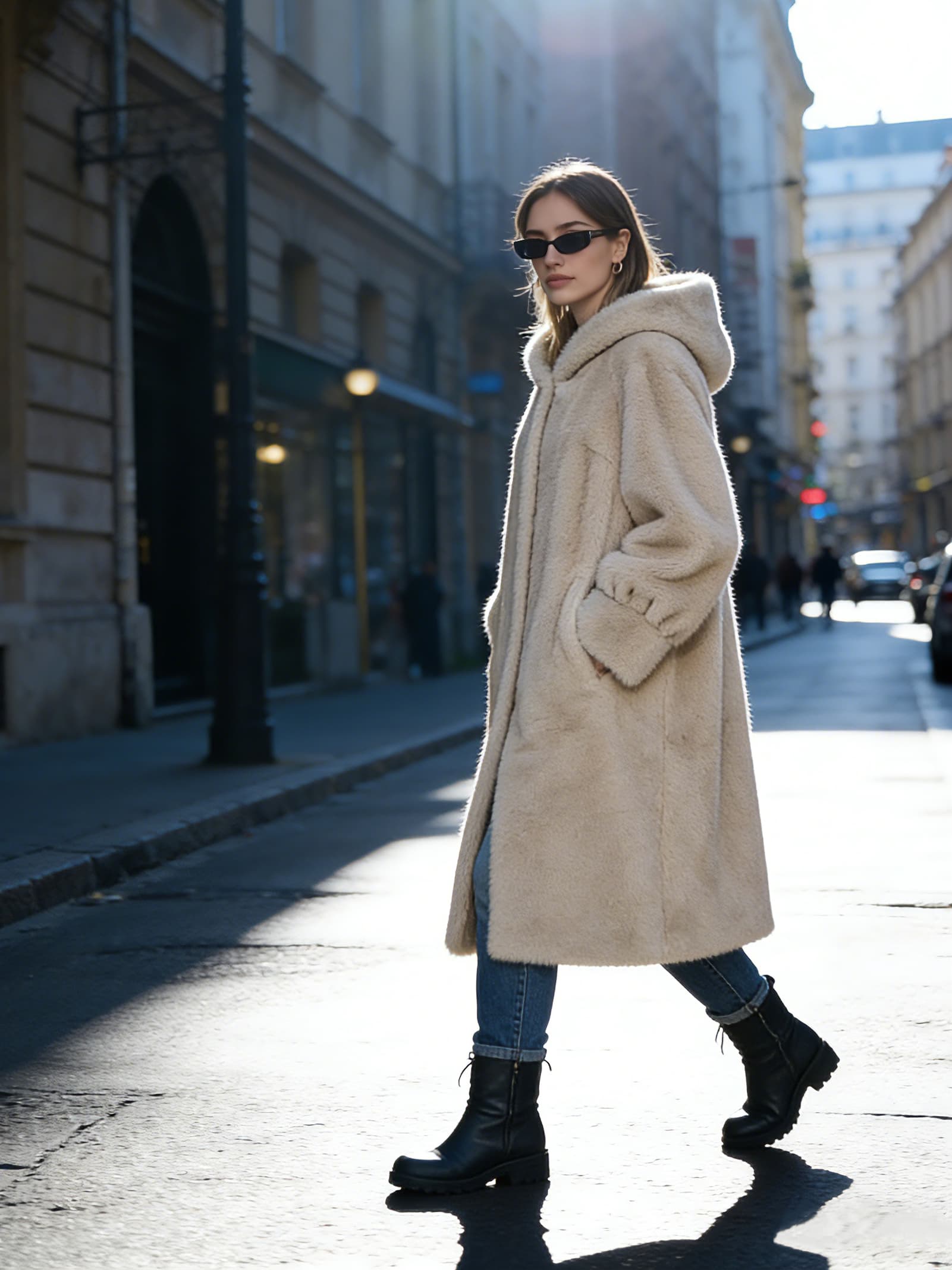 Premium Fur Coat editorial model image