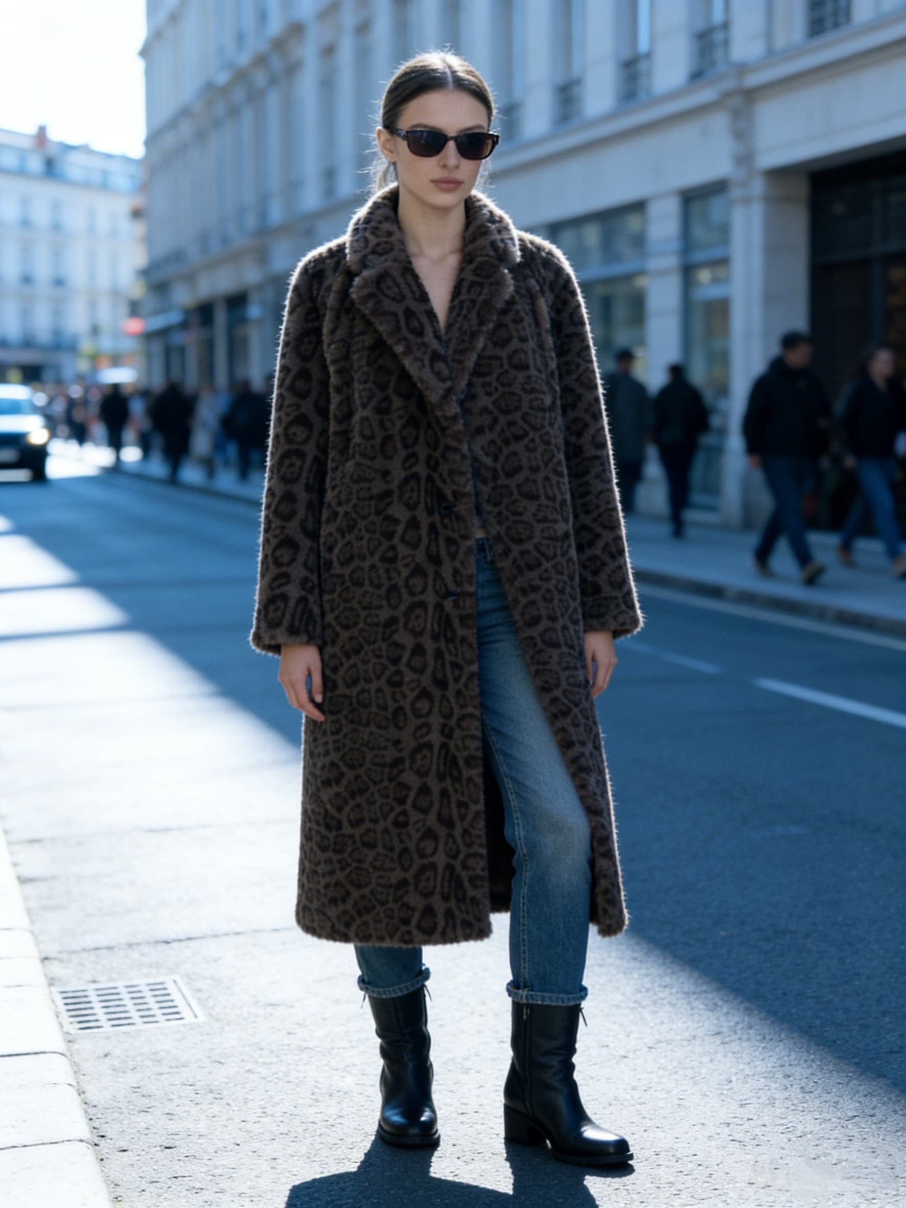 Textured Gray Coat styled on model