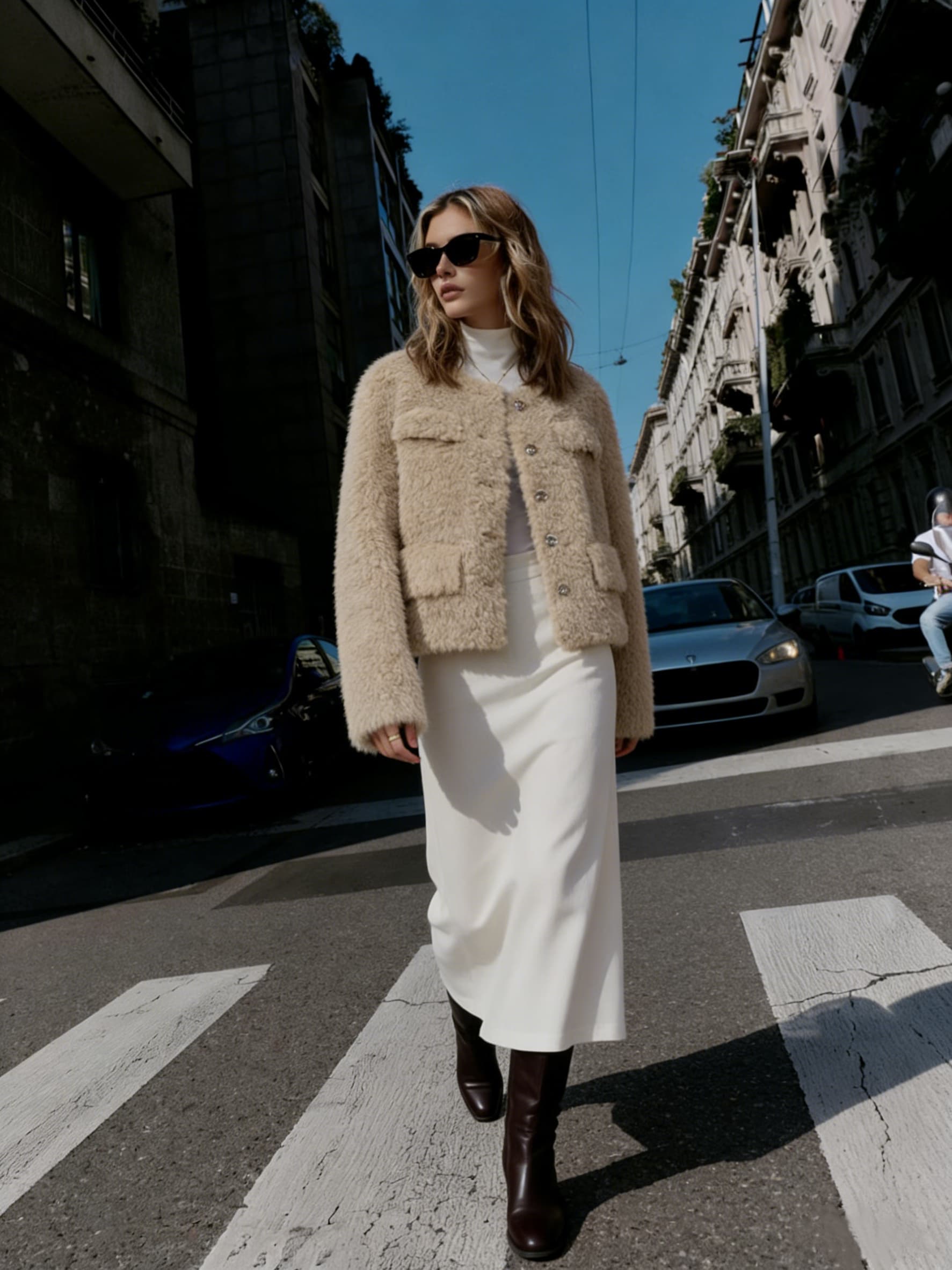 Classic Fur Vest styled on model
