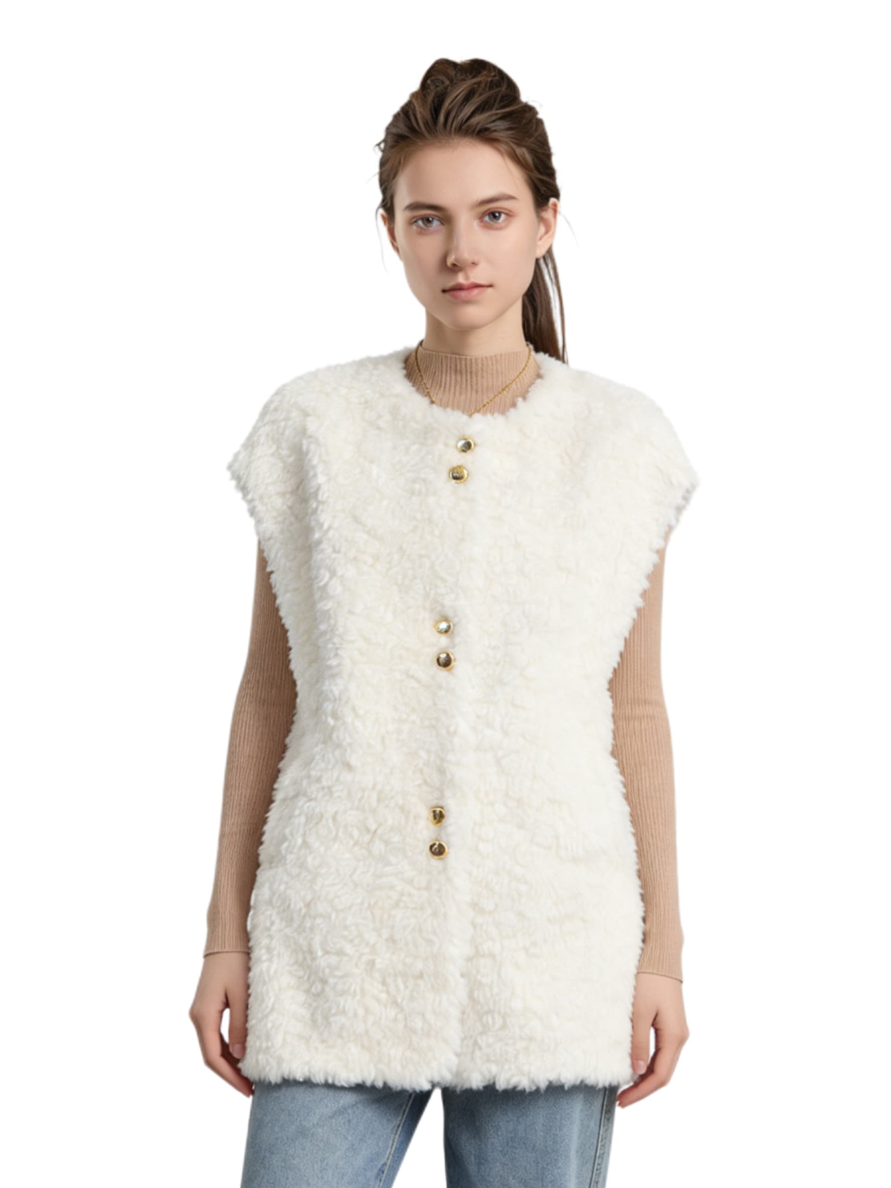 White Fur Vest JC8507