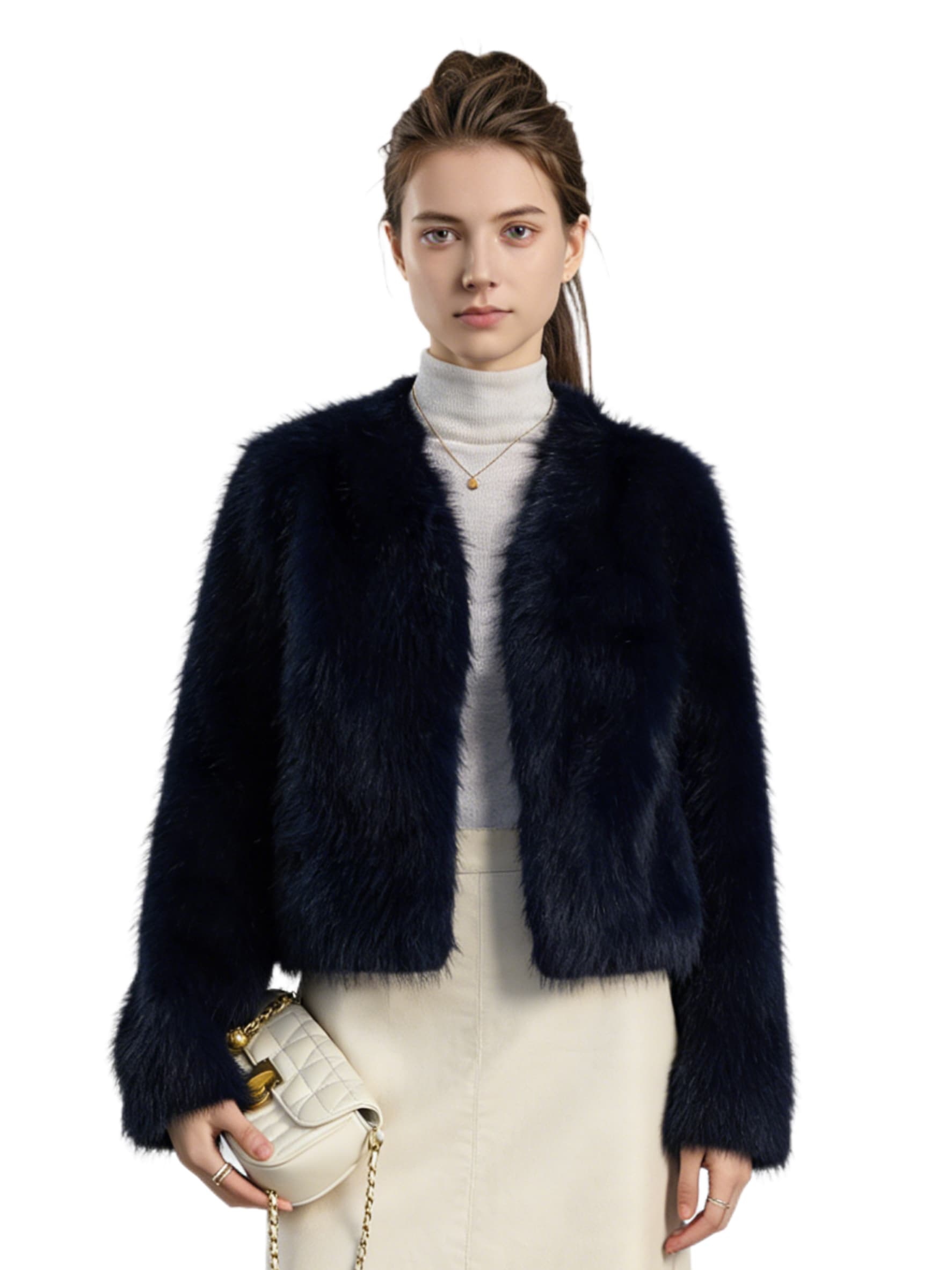 Royal Blue Fur Jacket JC8935